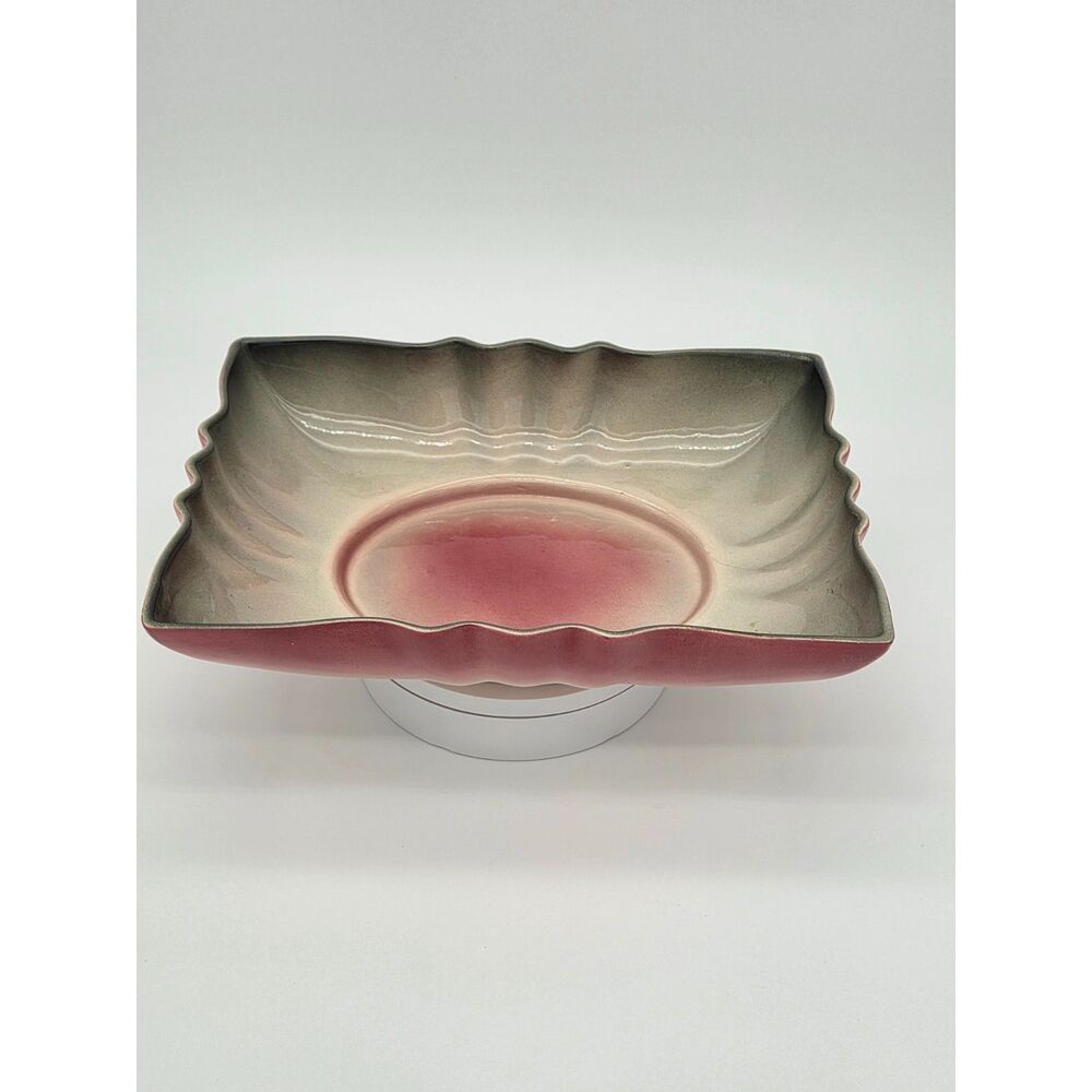 Vintage Los Angeles Potteries Pink Grey Ombre Scalloped Console Bowl